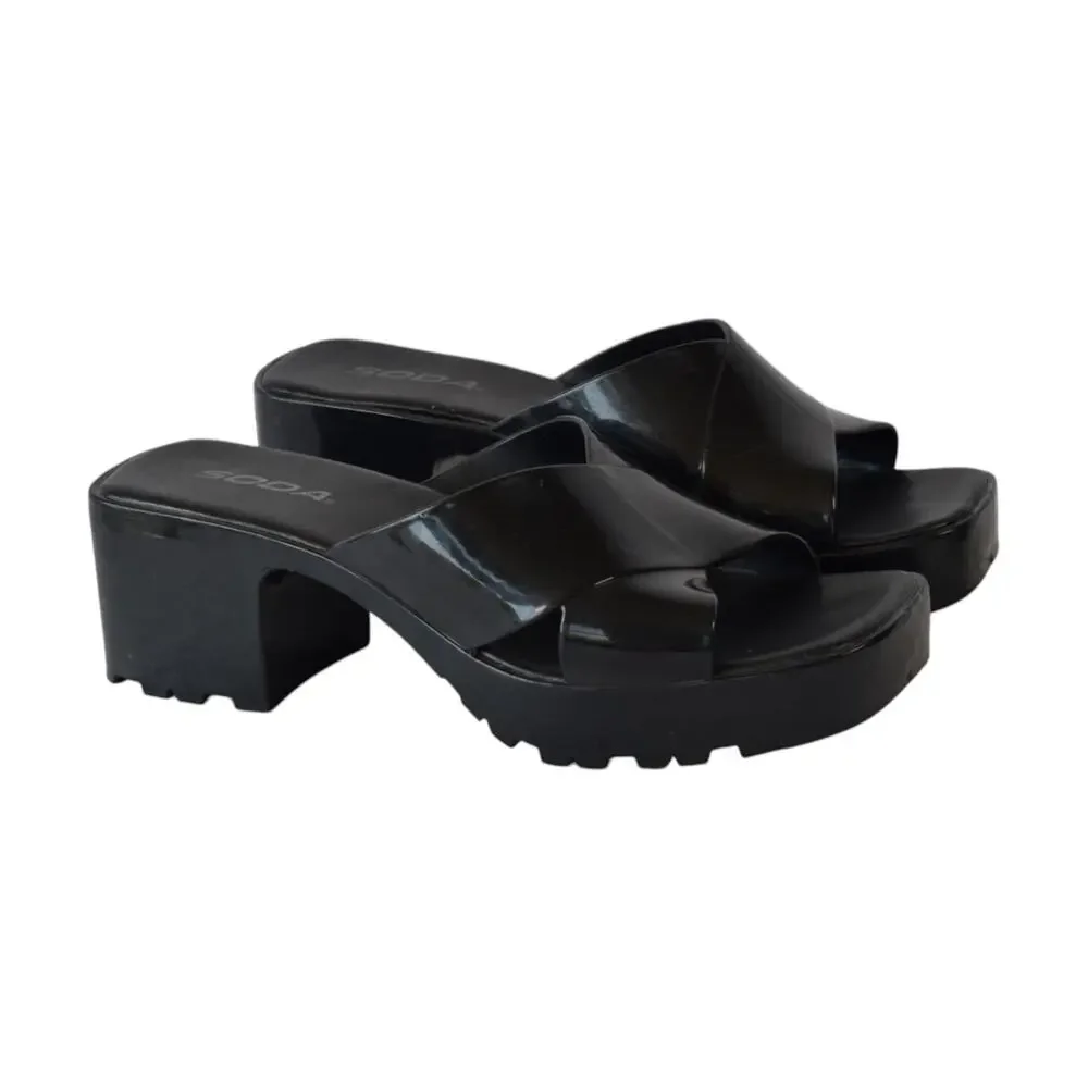 SODA Black Chunky Platform Jelly Sandals Size 7